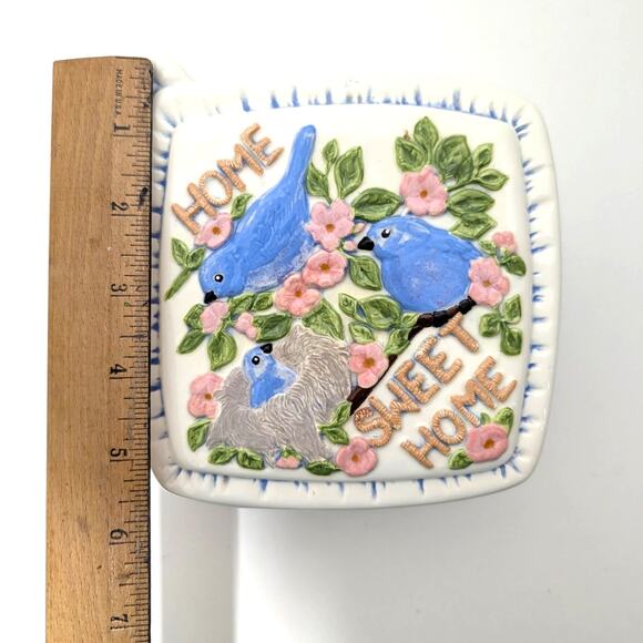 Vtg Three Piece Ceramic Bacon Grease Strainer Home Sweet Home Birds Nest RARE - Picture 11 of 16